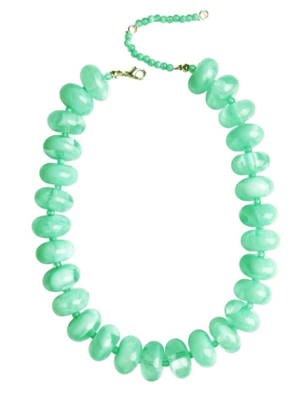 Chunky mint green jelly resin necklace; 15.75"L; 3.54"ext; Baublebar look; nwot